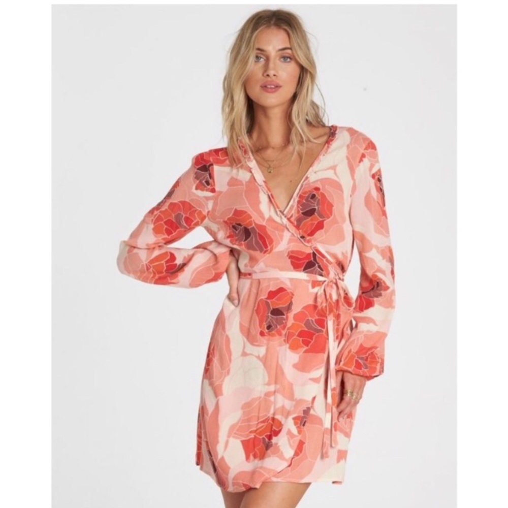 Billabong Floral Wrap crinkle Dress